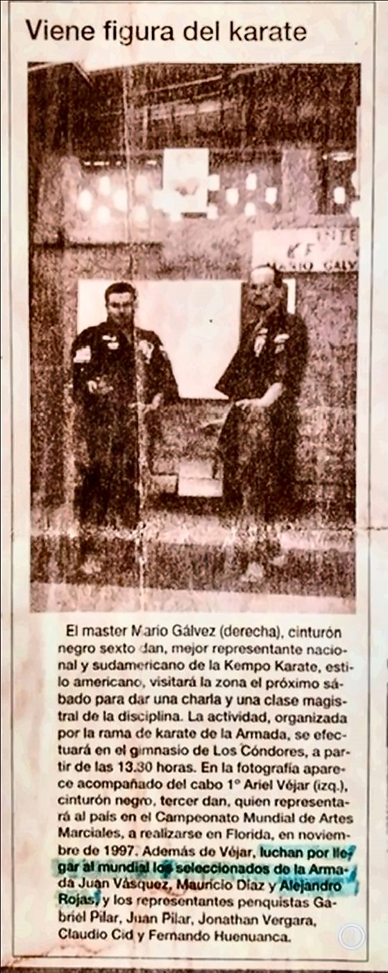 Recorte de prensa de 1997: Viene figura del karate